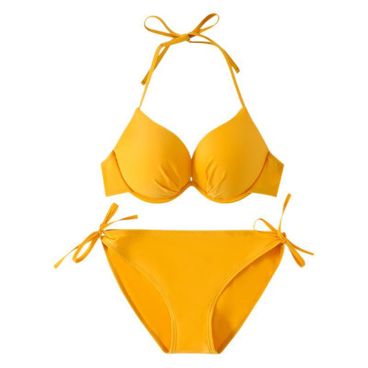 Beach Vacation Underwire Bikini Swimsuit Women Underwire Gather Big Small Breasts Sexy Three Point Swimsuit Women