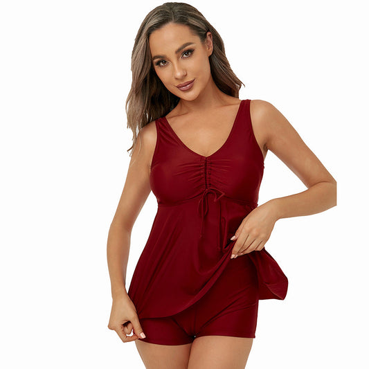 Conservative Boxer Split Swimsuit Women Tangini Tankini Swimsuit