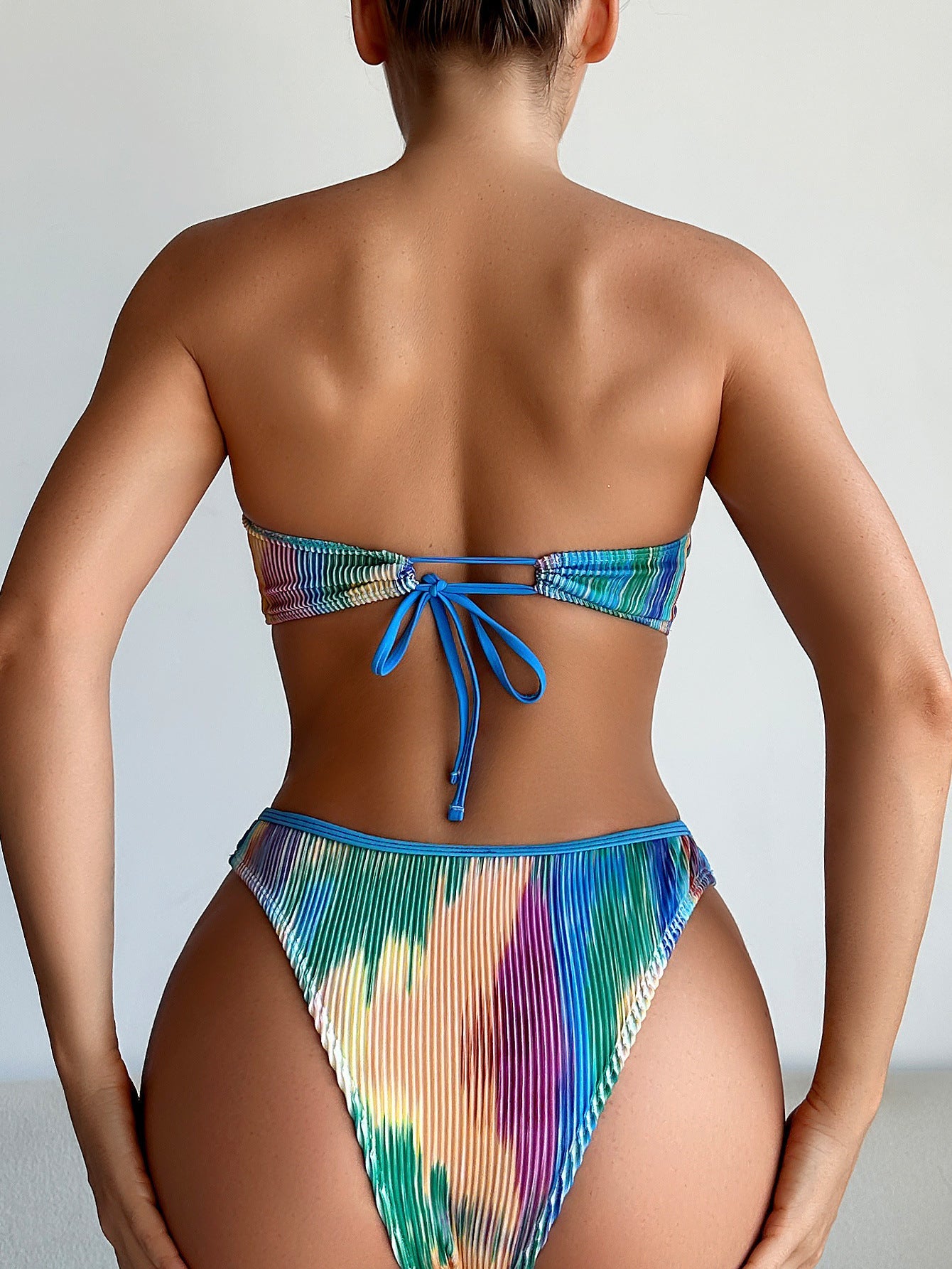 Luoguo Tube Top Sexy Bikini Bikini Color Printing Swimsuit