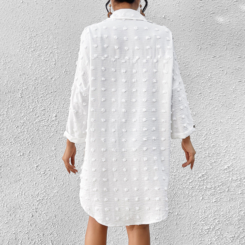 Vacation Sun Protection Clothing Women Beach Jacket Beach Cover Up Breasted Shirt Swimsuit Outwear