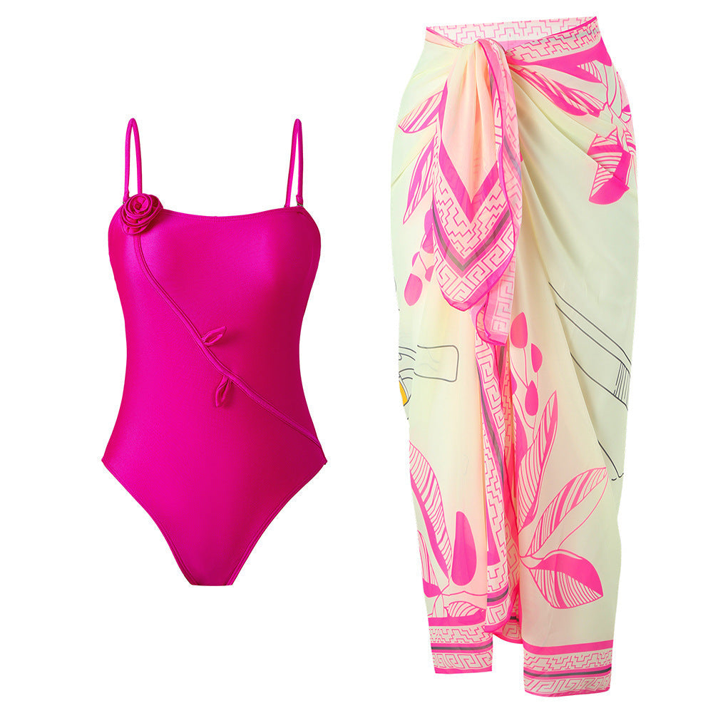 3D Three Dimensional Floral One Piece Swimsuit Women Sexy Dress Swimsuit Outfit