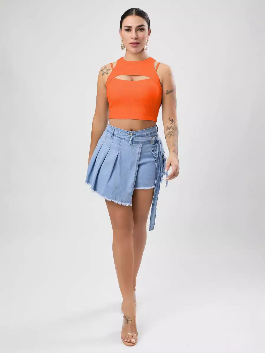 Multi Color Sexy Stretch Hollow Out Cutout Vest Women Sexy Design Blouse Slim Women Clothing