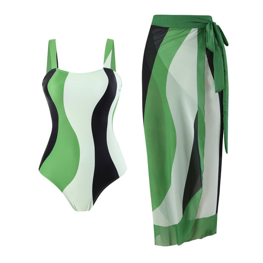 One Piece Triangle Swimsuit Sexy Swimsuit Sexy Belt Wrap Skirt