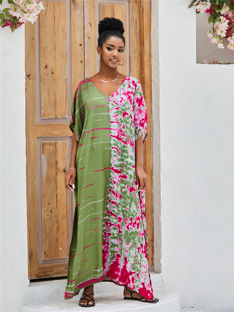 Printed Beach Blouse Loose Robe Vacation Sun Protection Shirt Swimsuit Blouse