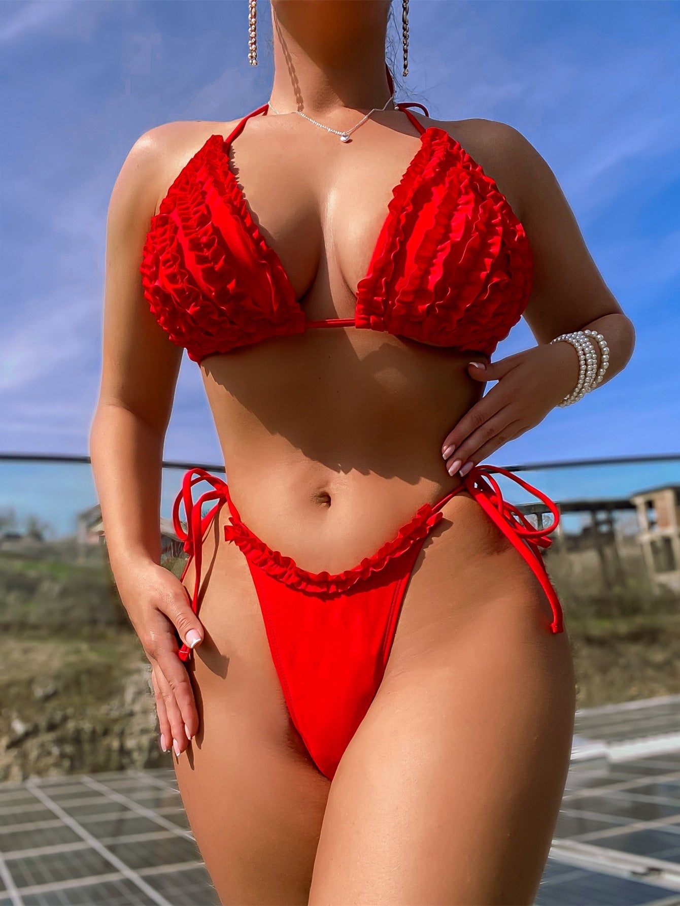 Bikini Bandage Swimsuit Sexy Swimsuit Women Lace Swimsuit Solid Color Bikini