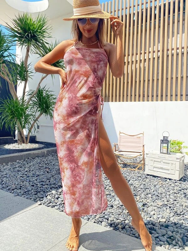 Swimwear Blooming Three Piece Bikini Sexy Neck Bikini Women Dress Split Swimsuit