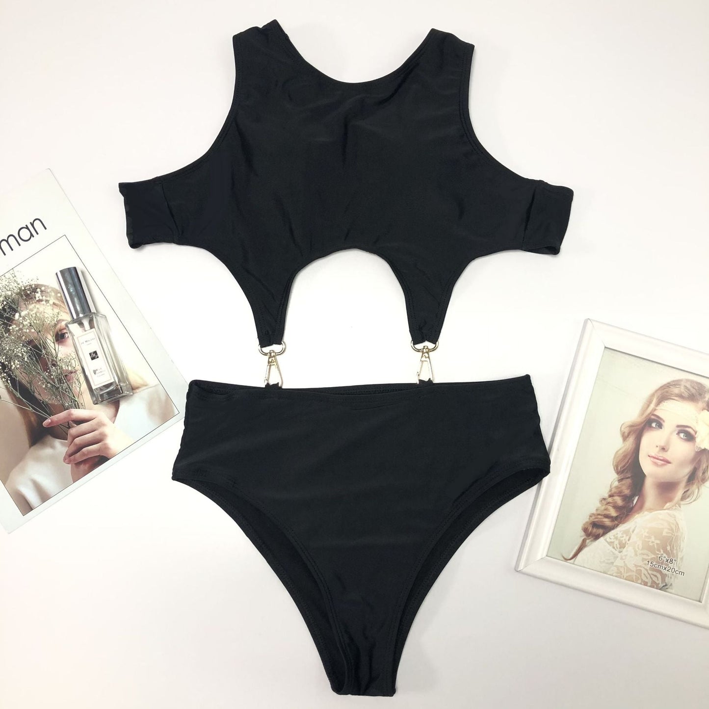 Cutout Solid Color Sexy One Piece Swimsuit Women Criss Cross