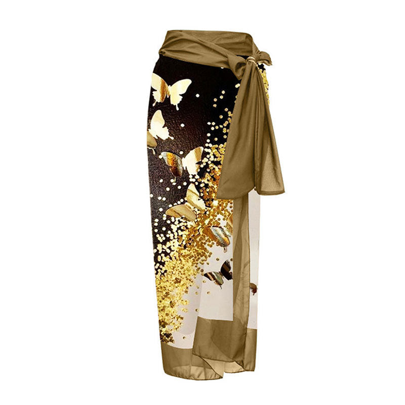 Sexy Siamese Conservative Cover Belly Thin Swimsuit Spring Bathing Suit Women Chiffon Beach Dress