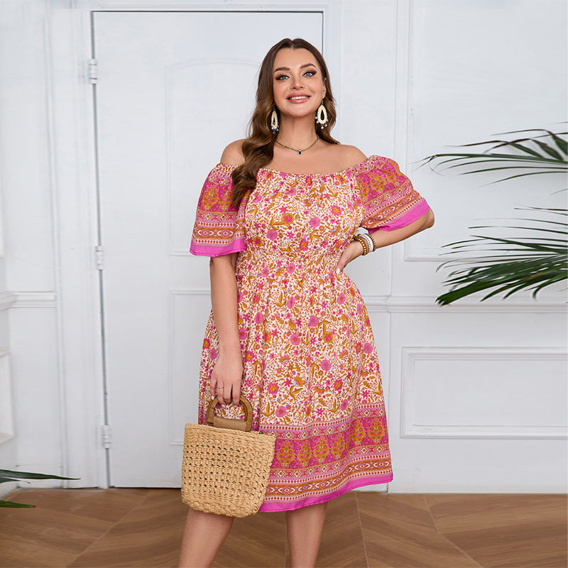 Robe bohème à manches courtes pour femme, grande taille, idéale pour les vacances, la plage ou l'été