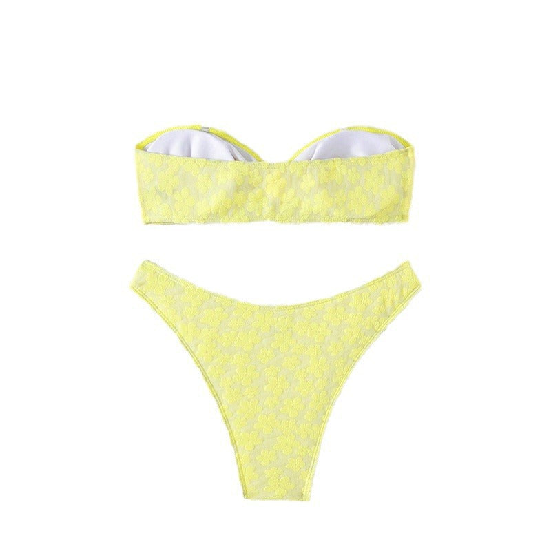 Swimsuit Bikini Printed Sexy Tube Top Bikini Split Swimsuit for Women