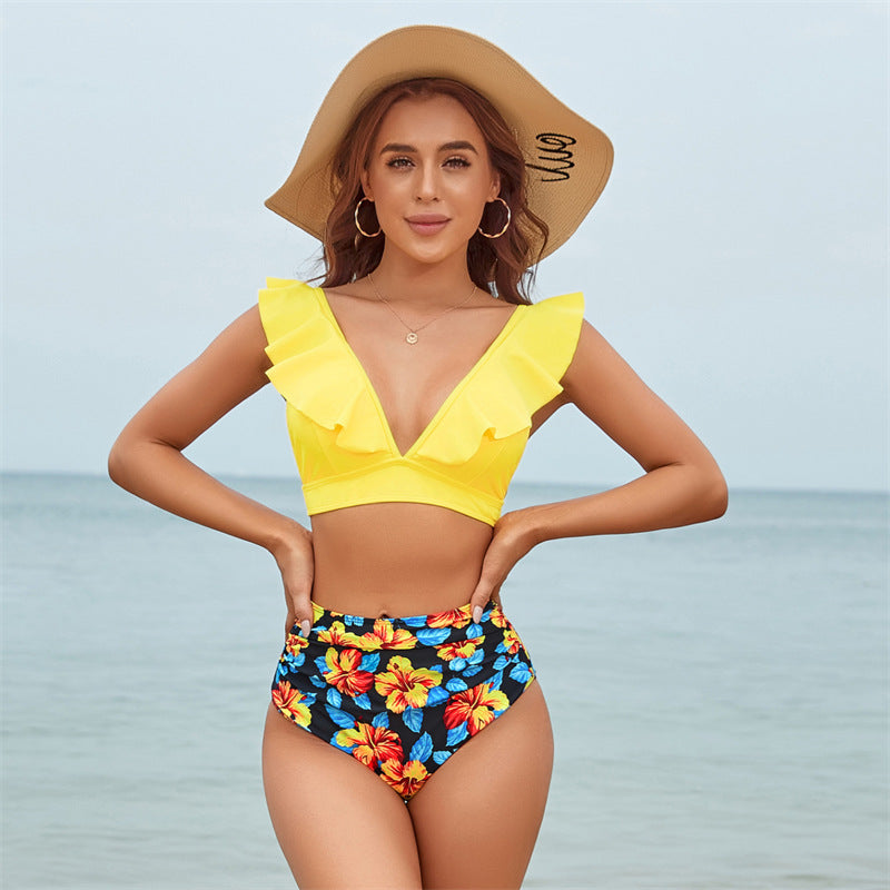 Women High Waist Bikini Sexy Flying Swimsuit Bikini