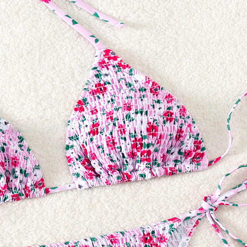 Floral Bikini Split Swimsuit Women Three Point Bikini Spring Beach Swimsuit