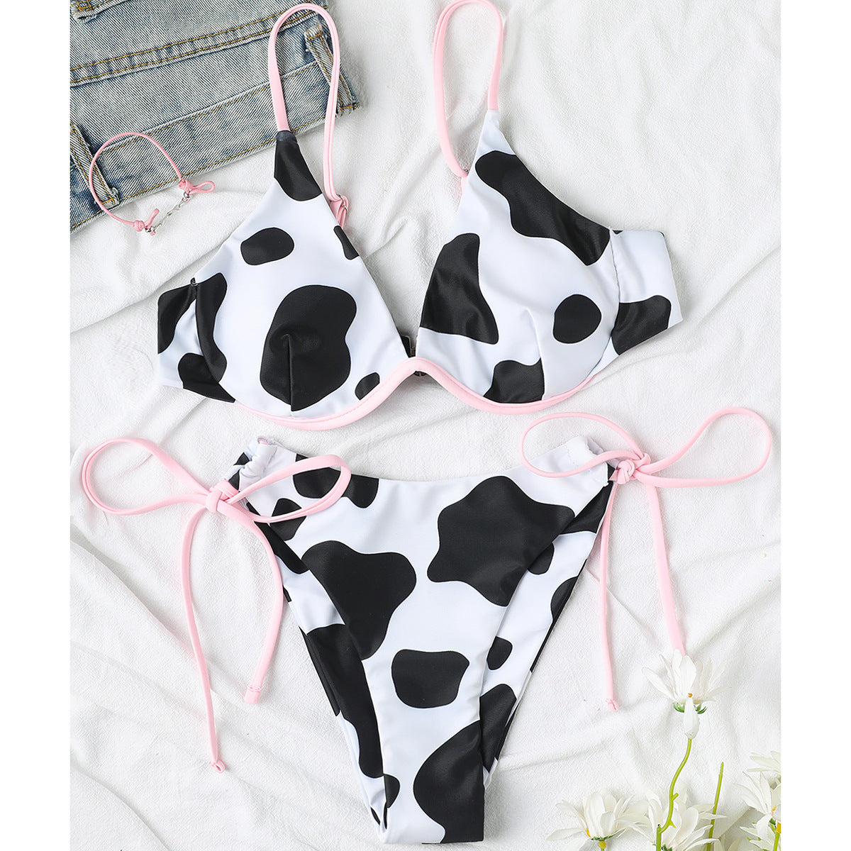 Bikini Printed Steel Bracket Sexy Bikini Split Swimsuit Swimwear Women