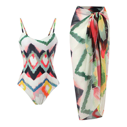 Two Piece Beach Swimsuit Suit Gradient Tie Dye Sheath Dress Swimsuit