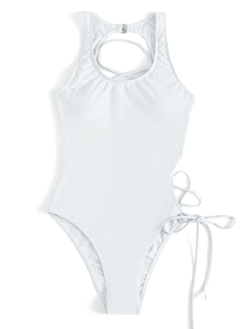 Sexy Solid Color Tied Swimsuit Women Triangle Beach Bikini Swimsuit