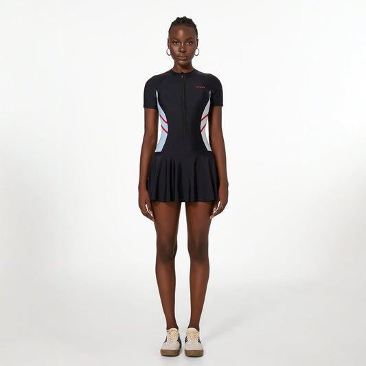 Swimsuit Ladies One Piece Long Sleeve Sun Protection Skirt Conservative plus Size Spring Swimming Pool Special Swimsuit