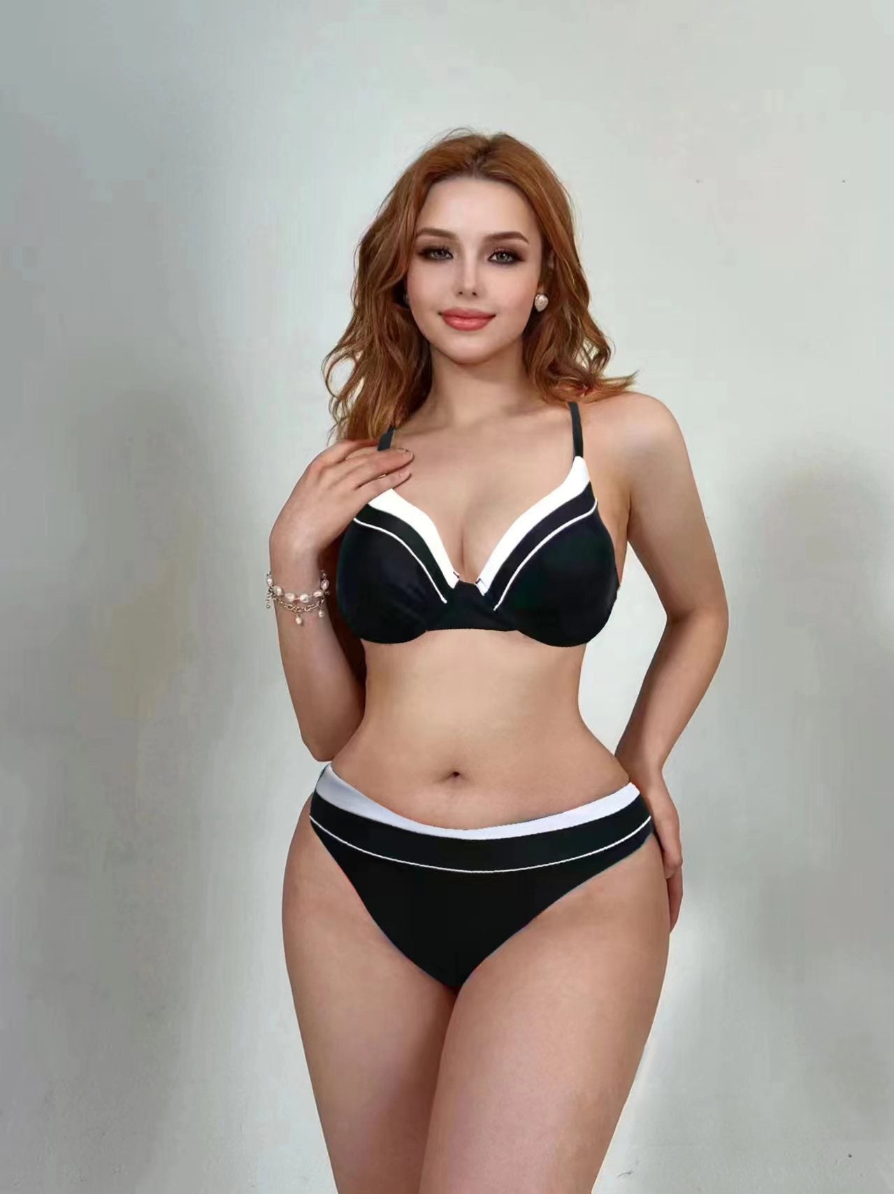 Bikini Steel Bracket Gathered Split Sexy Mesh Three Piece Swimsuit Women