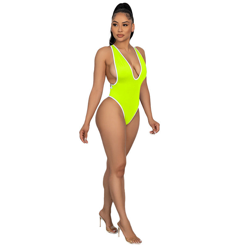 Sexy Women Clothing Bikini Three Point T Shaped Vest One Piece Swimsuit