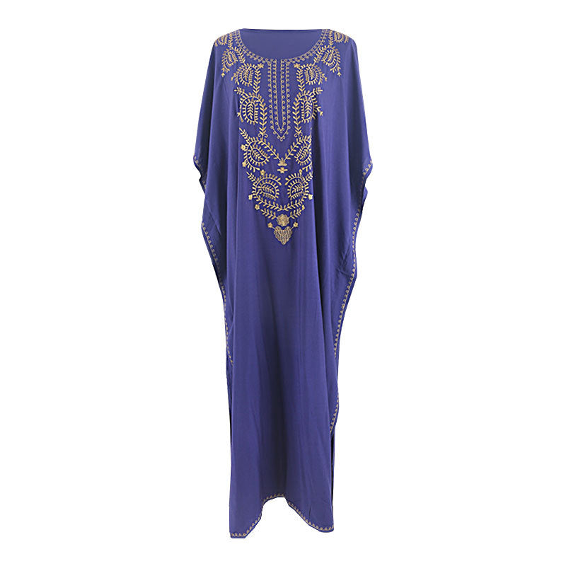 Blue Embroidered Vacation Robe Loose Seaside Beach Dress Sun Protection Clothing Bikini Swimsuit Blouse