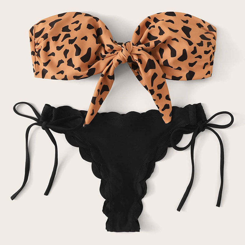Leopard Print Split Swimsuit Women Lace Lace Sexy Bikini