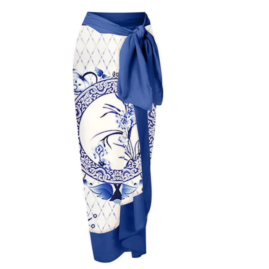 Two Piece Set Printed Swimsuit Slim Fit Slimming Conservative Swimsuit