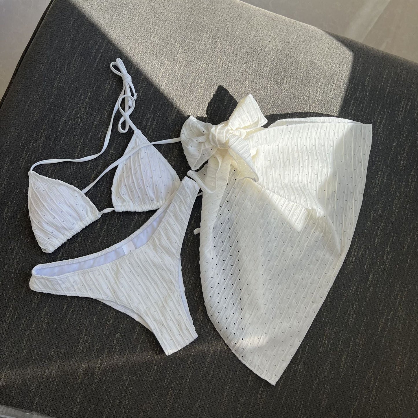 Swimsuit Three Piece Backless Drawstring Banded Bikini Bikini Three Piece Swimsuit