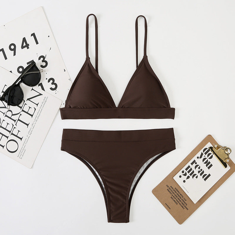 Lady Sexy Split Backless Strap High Waist Bikini Multi Color Beach Swimsuit