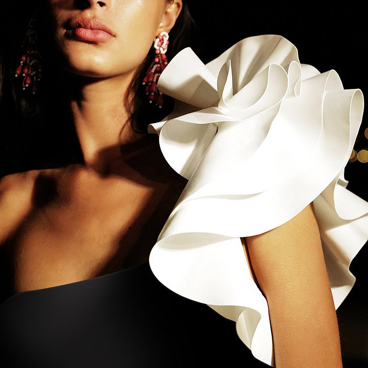 Solid Color Single Shoulder One Piece Swimming Suit Women Holiday Suit Skirt Swimsuit