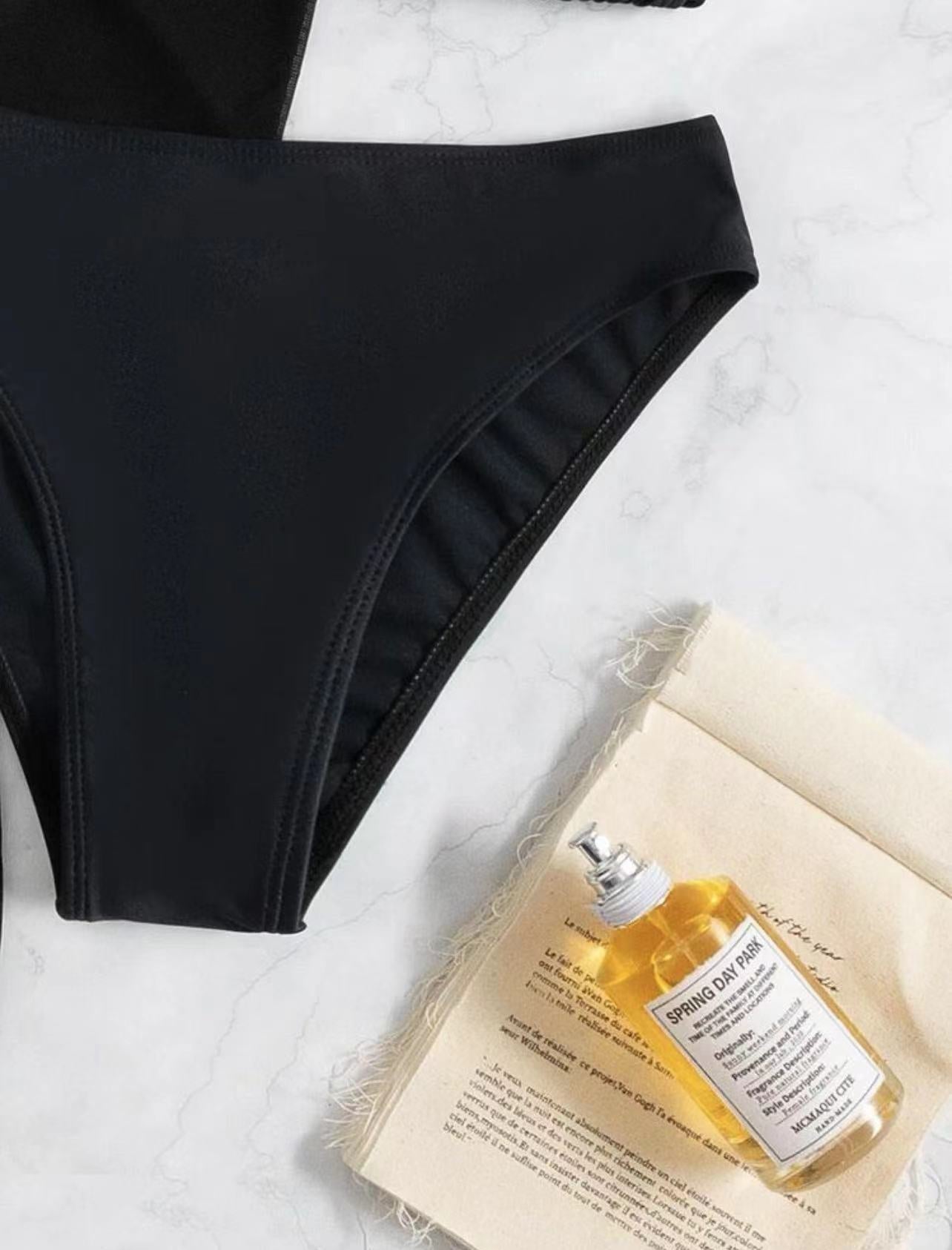 First See Clothing Bikini Three Piece Swimsuit Women Sexy Solid Color Slimming Blouse Swimsuit