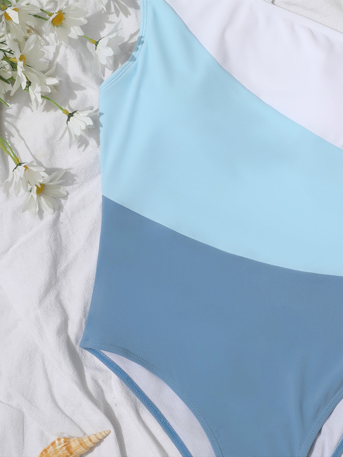 One-Shoulder Color Matching Sexy High Waist One-Piece Bikini Swimsuit Swimwear Women