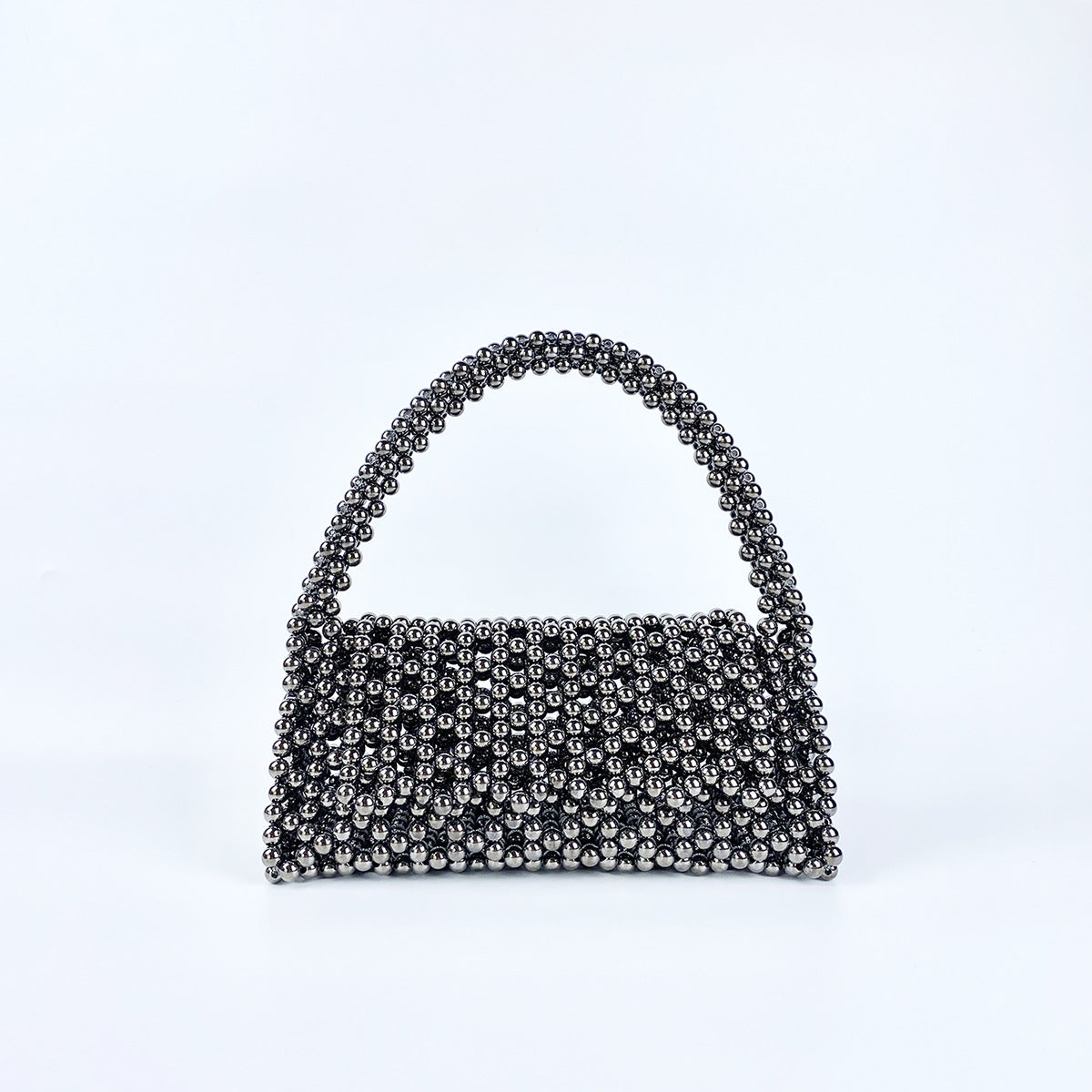 Pearl Bag Women Hand Woven Acrylic Beaded Bag Retro Fairy Small Handbag Triangle Wrist Bag