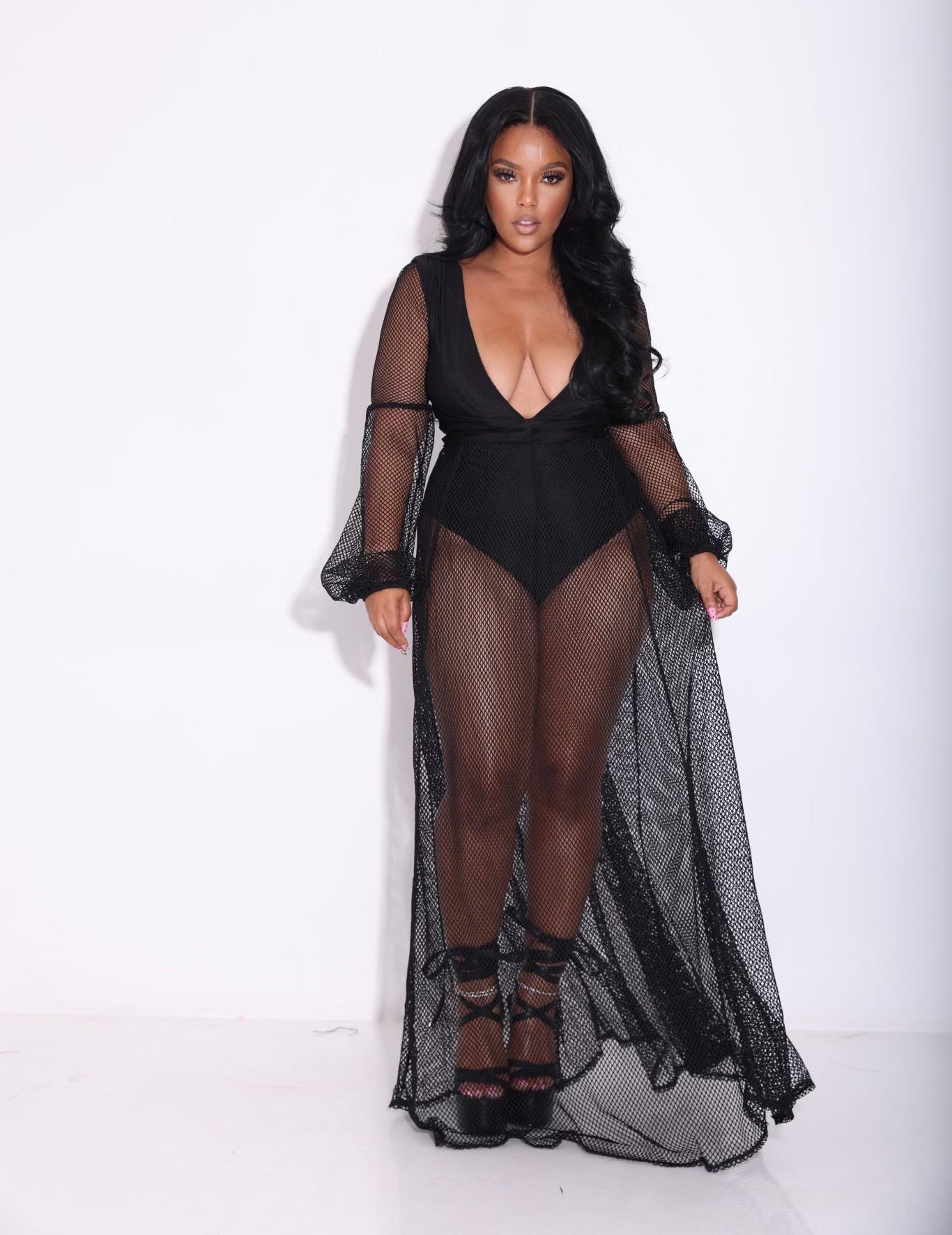 Women Clothing Mesh Jumpsuit Sexy V-neck Swimsuit Jumpsuit Beach Sun Protection Summer