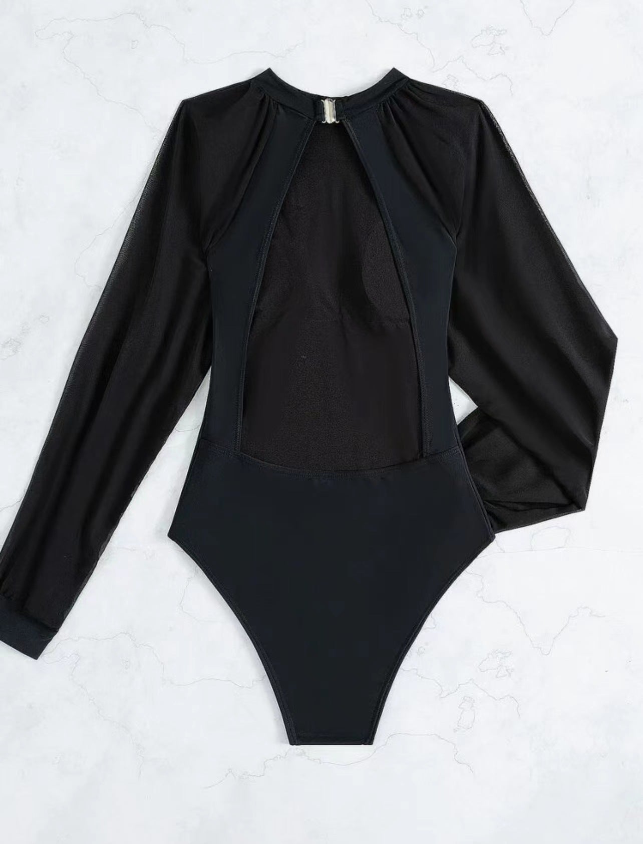 Sexy Lace Sleeve Backless Swimsuit