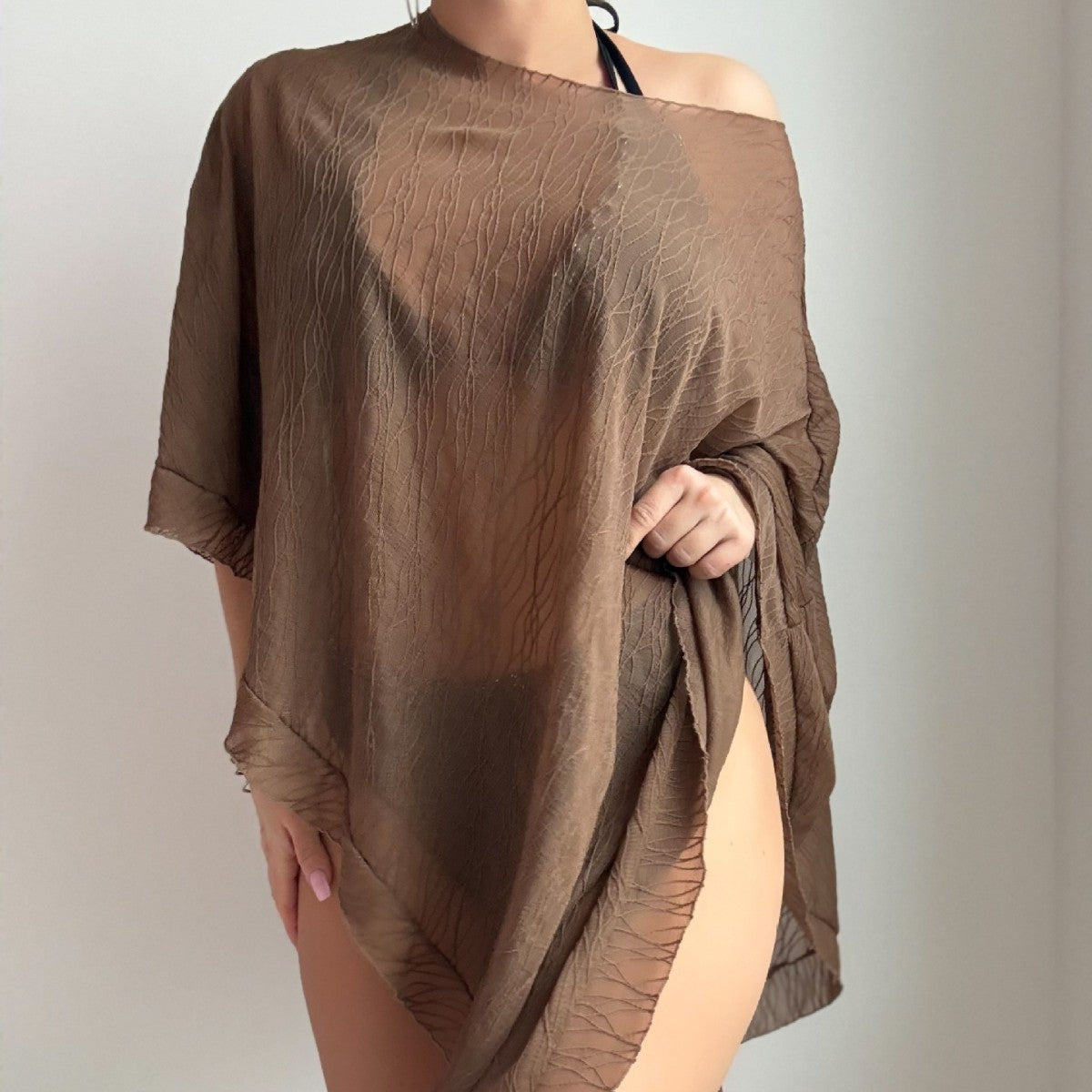 Women Solid Color Vacation Blouse Swimsuit