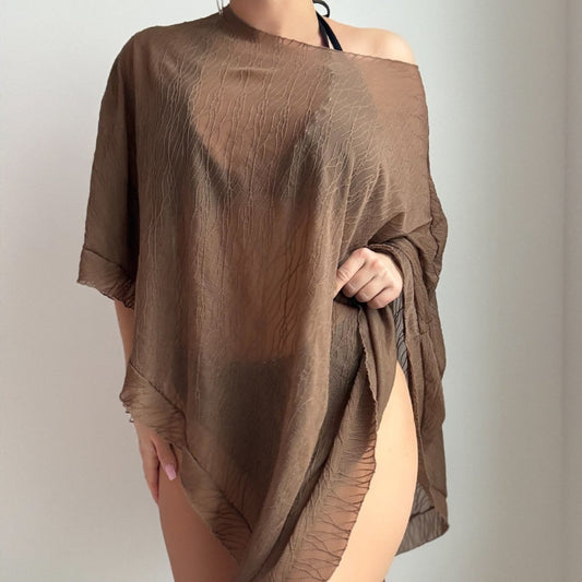 Women Solid Color Vacation Blouse Swimsuit