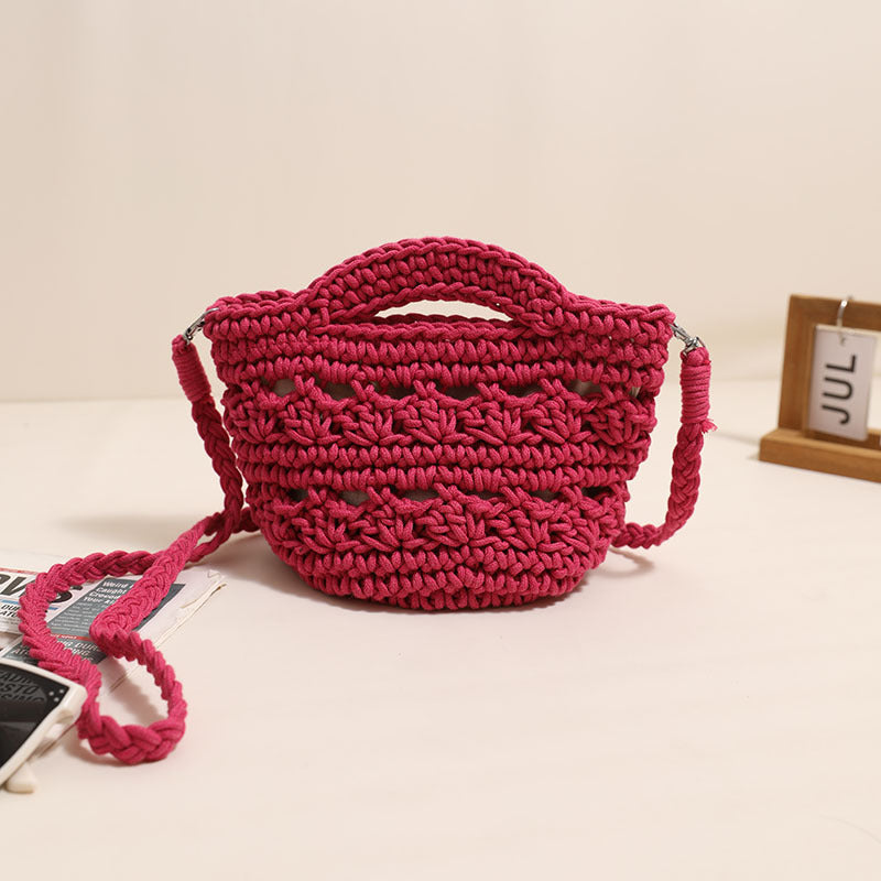 Crossbody Cotton Thread Woven Bag All Matching Hollow Out Cutout Straw Bag Vacation Beach Bag Partysu Women Bag