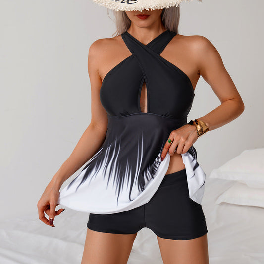 Split Swimsuit Women Gradient Swimsuit Boxer Swimming Trunks Tankini