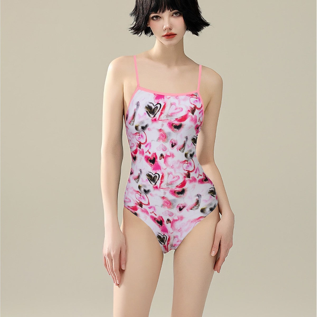 Racing Swimsuit Women Spring Swimming Pool Printed One Piece Swimsuit Nylon High Elastic Bikini