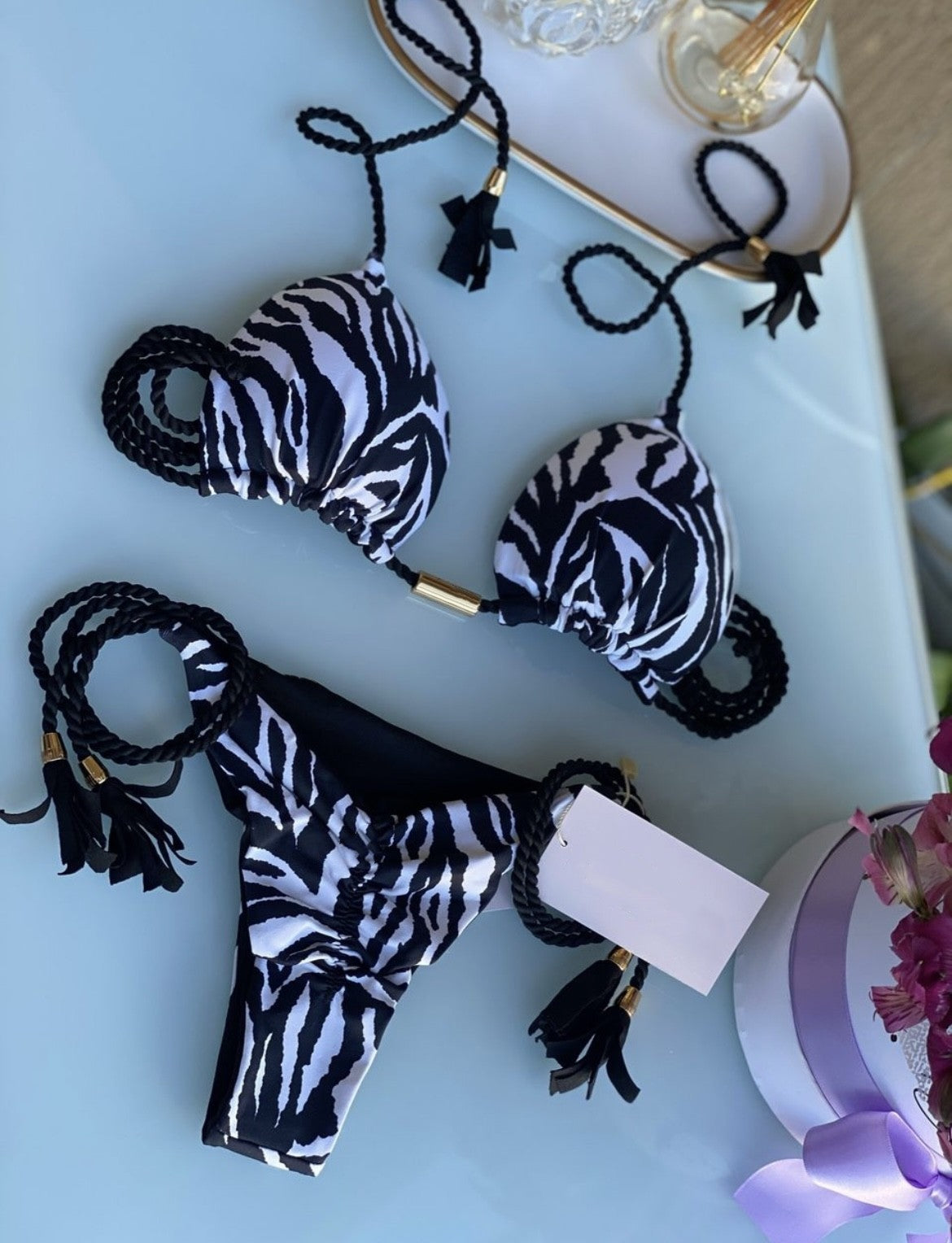 Hand Knitted Rope Swimsuit Sexy Bikini Women Split Solid Color Sexy Multicolor Braided Rope Bikini