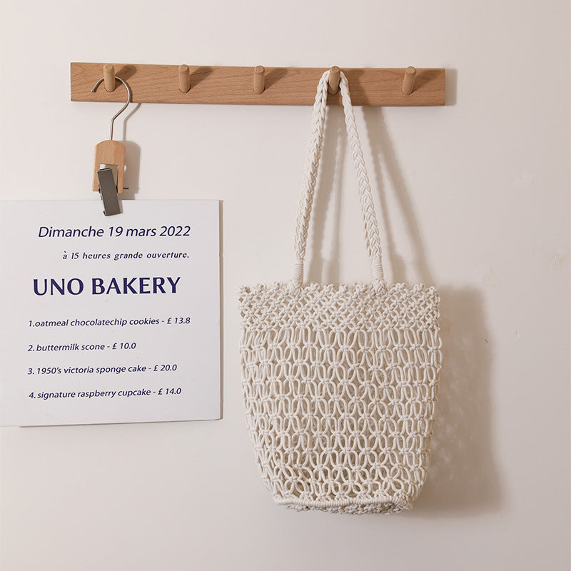 Hollow Out Cutout Shoulder Cotton Thread Woven Bag Lace Straw Bag Vacation Beach Bag Women Bag