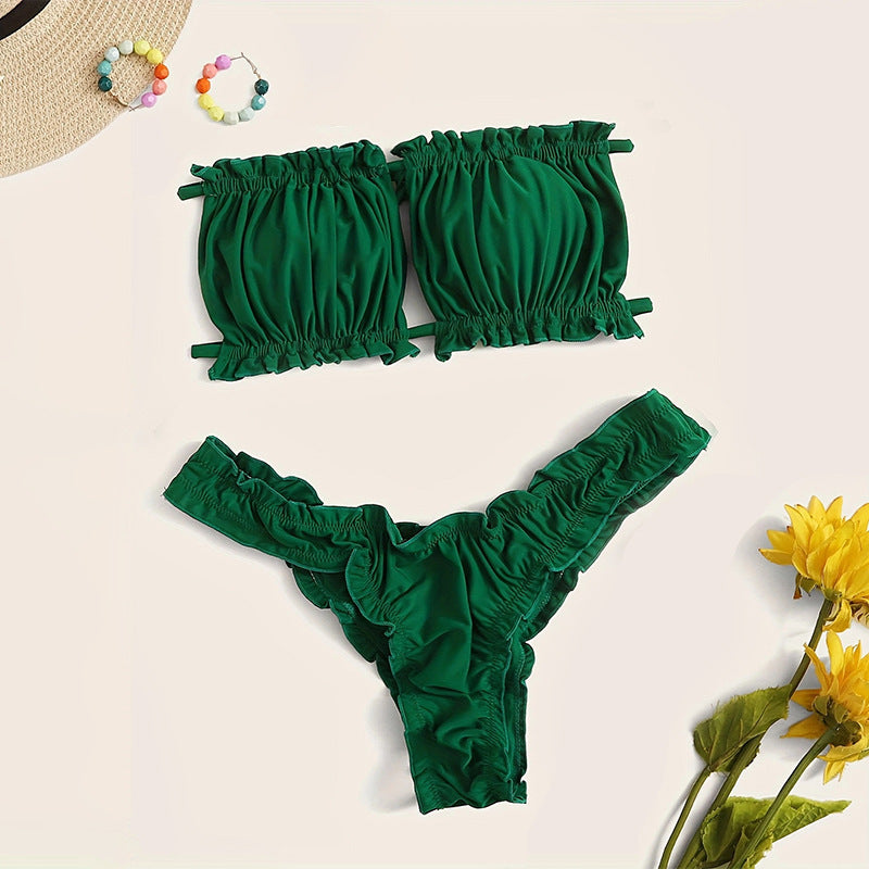 Bikini Lace up Split Swimsuit Women Beach Bikini