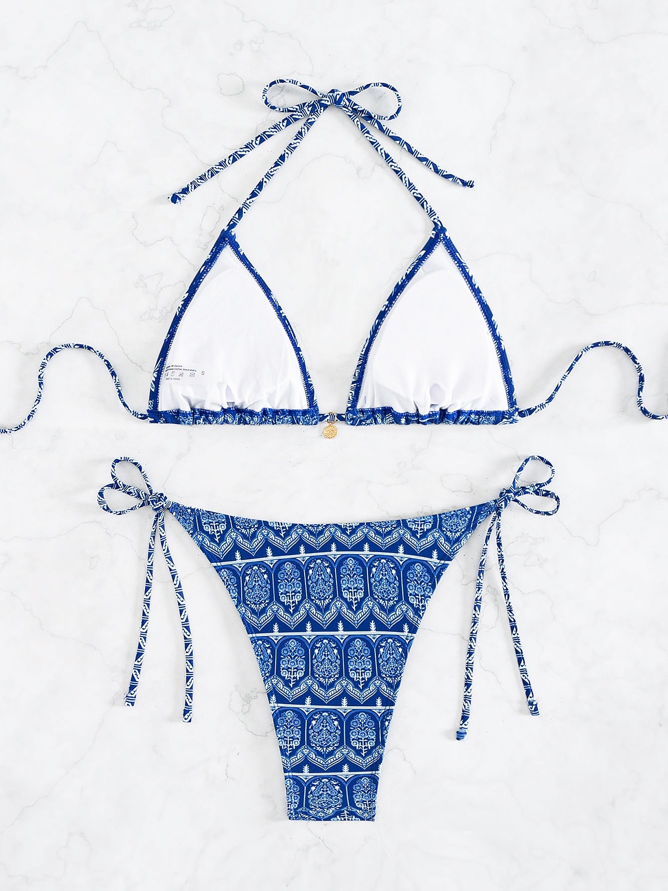 Bikini Printing Lace Up Sexy Bikini Split Swimsuit Swimwear Women