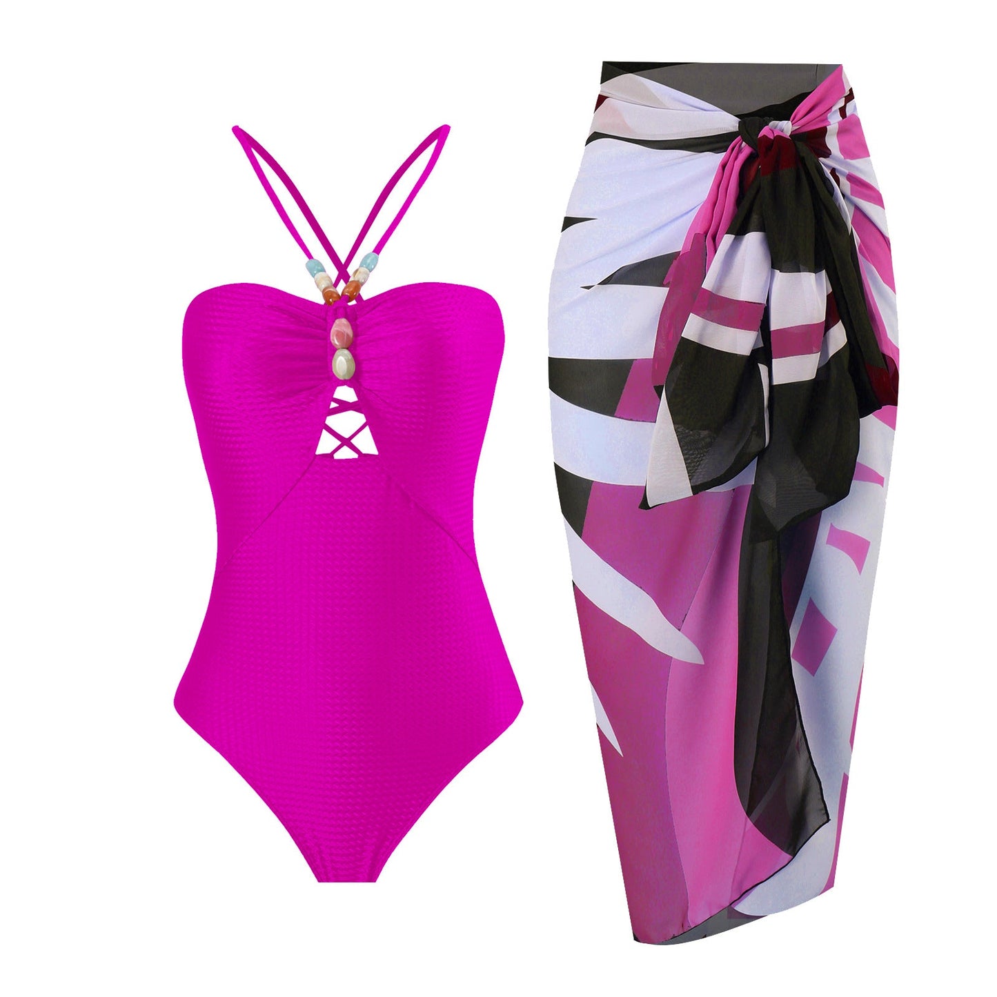 Arrival Solid Color One Piece Women Swimwear Suit French Retro Covering Belly Thin Swimming