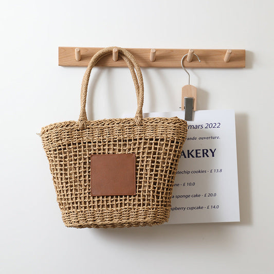 Sac en paille thaïlandais rétro à une épaule, sac tissé ajouré et découpé, sac de plage pour femmes, vacances à la mer 