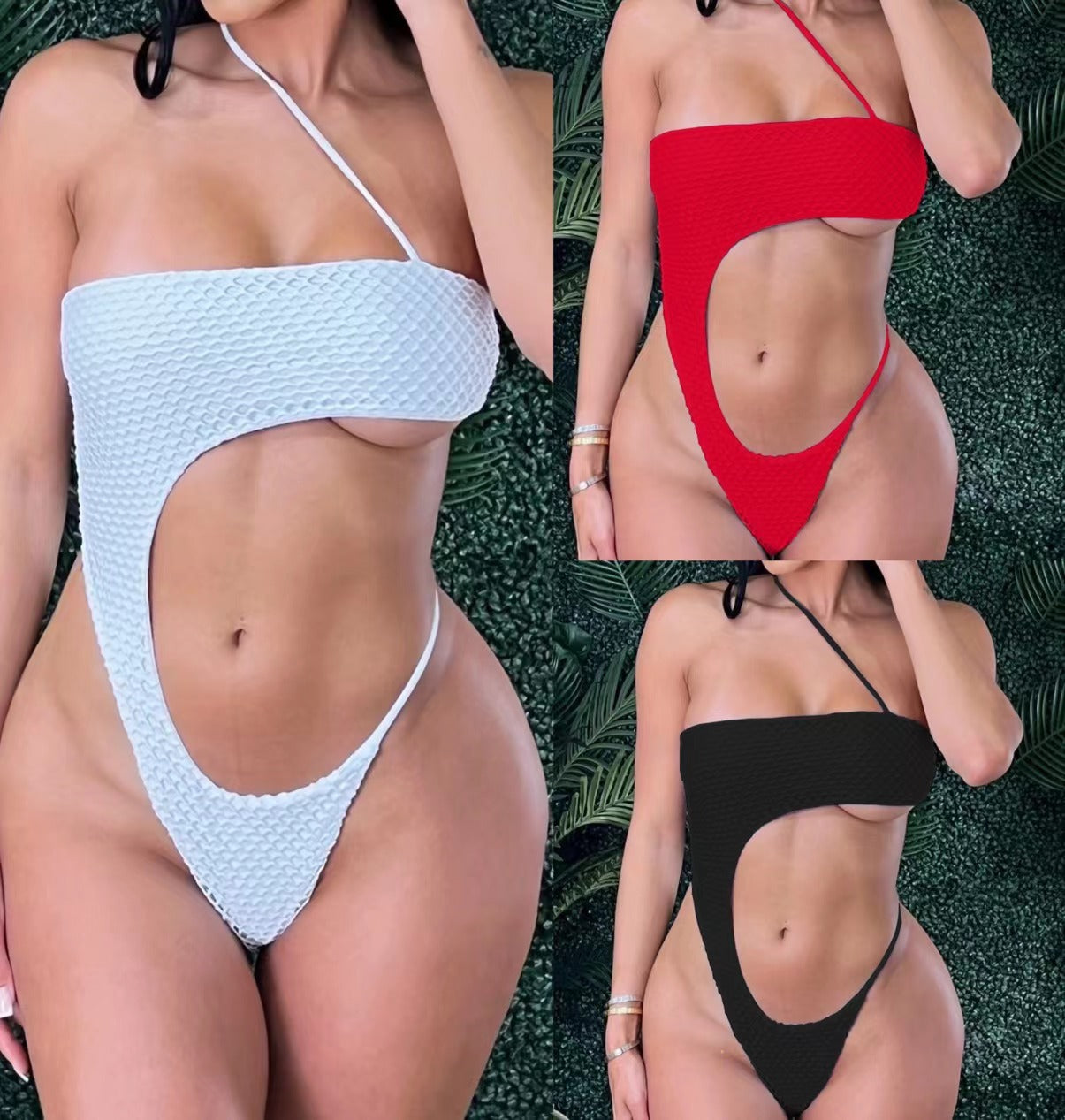 Swimwear Diamond Shaped Large Mesh Bikini One Piece Swimsuit Women