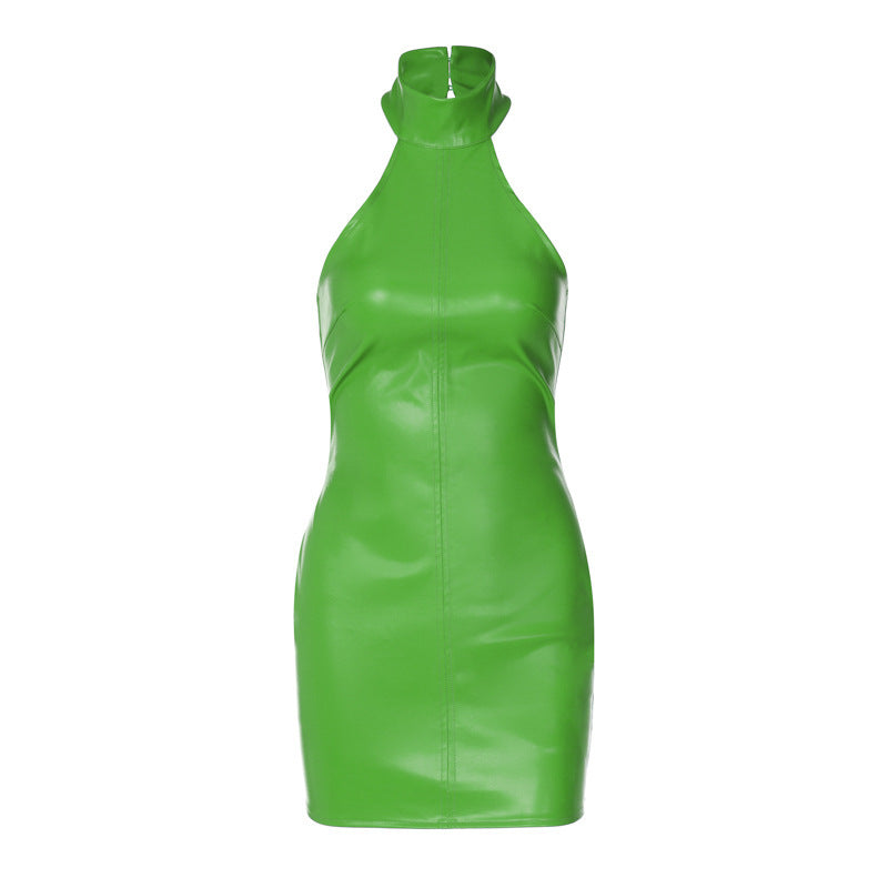 Stand Collar Sleeveless Waist Sheath Sexy Women Dress