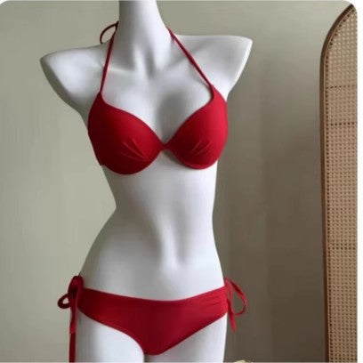 Spring Vacation Beach Bikini Swimsuit Women Steel Bracket Gathered Sexy Three Point Swimsuit Three Piece Sets