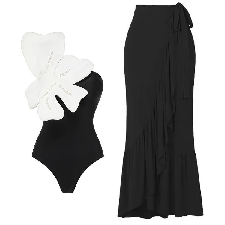 3D Butterfly Decoration One Piece Swimsuit Women