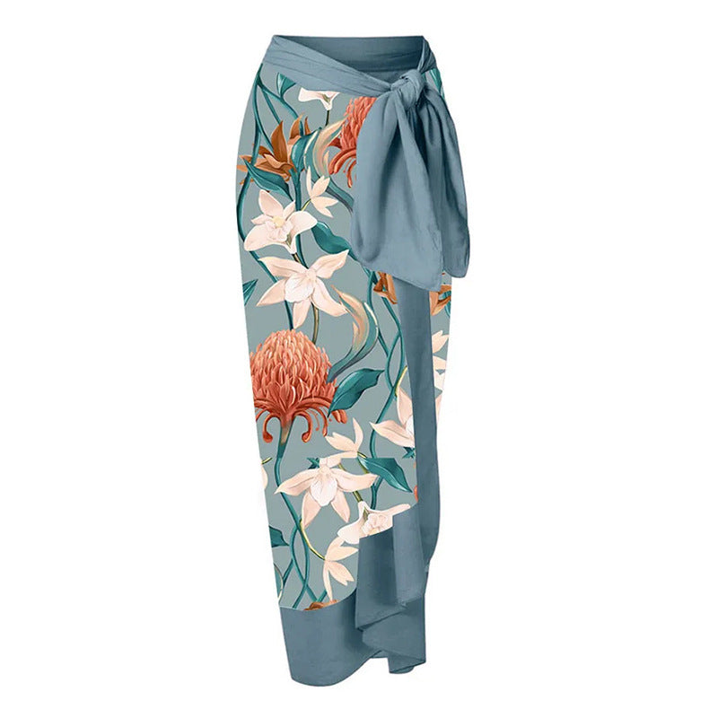 Popular Split Swimsuit Women Retro Swimsuit Bikini Mesh Beach Skirt Set