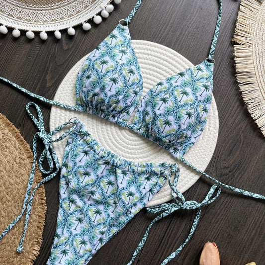 Bikini Popular Printed Lace-up Sexy Bikini Points